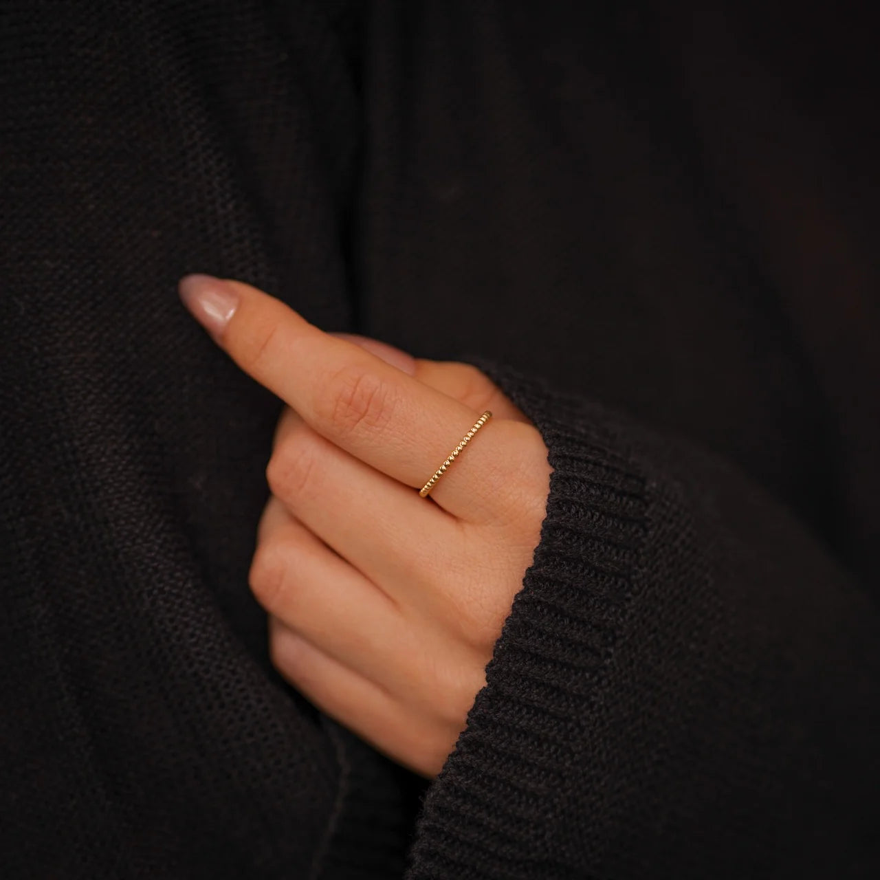 Gold Stacking Beaded Ring