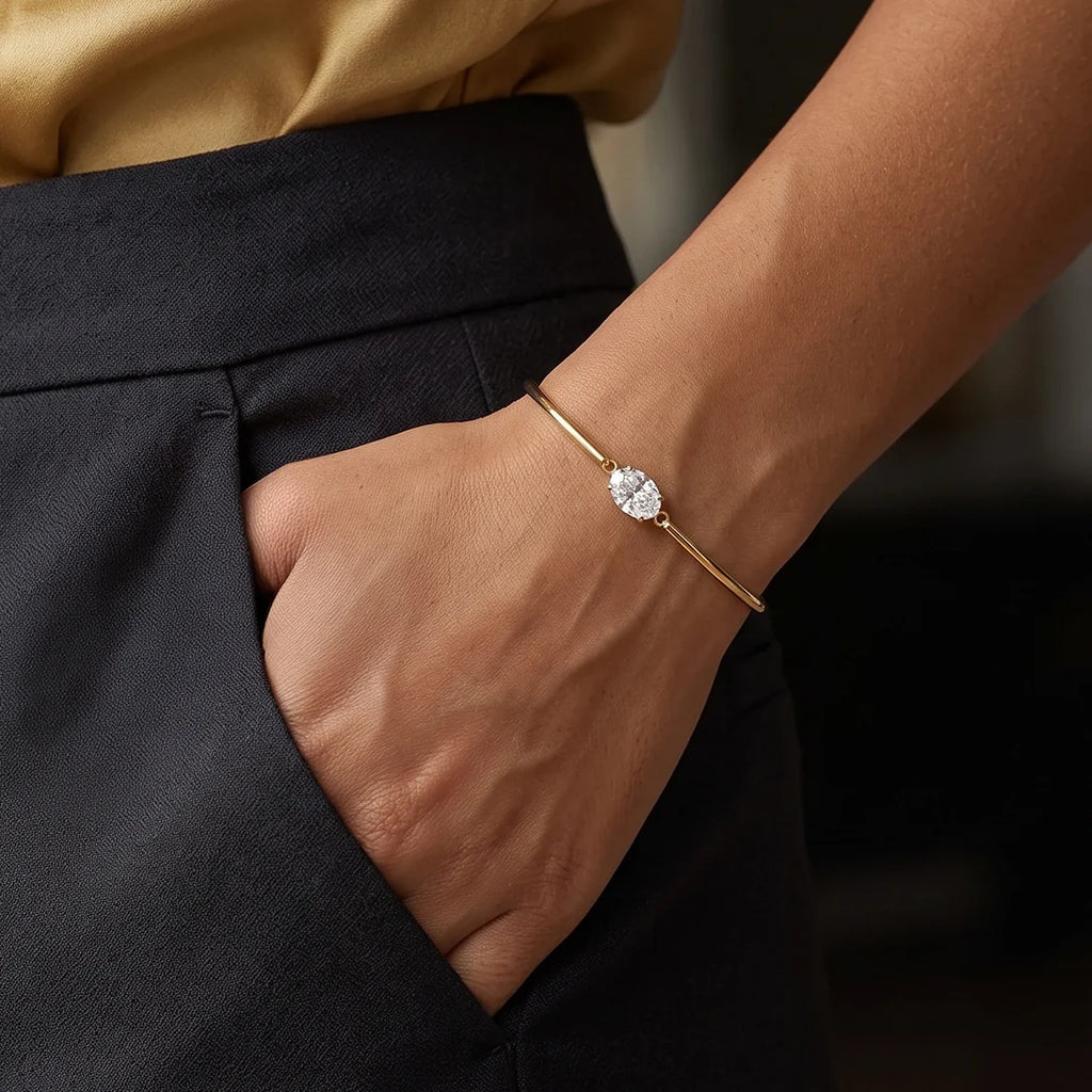 Oval CZ Cuff Bracelet