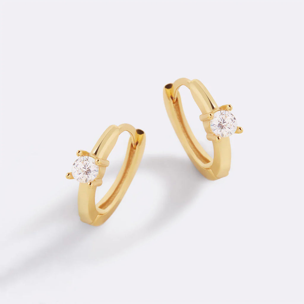Single Stone Huggie Hoops