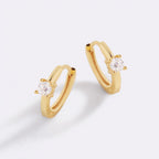Single Stone Huggie Hoops
