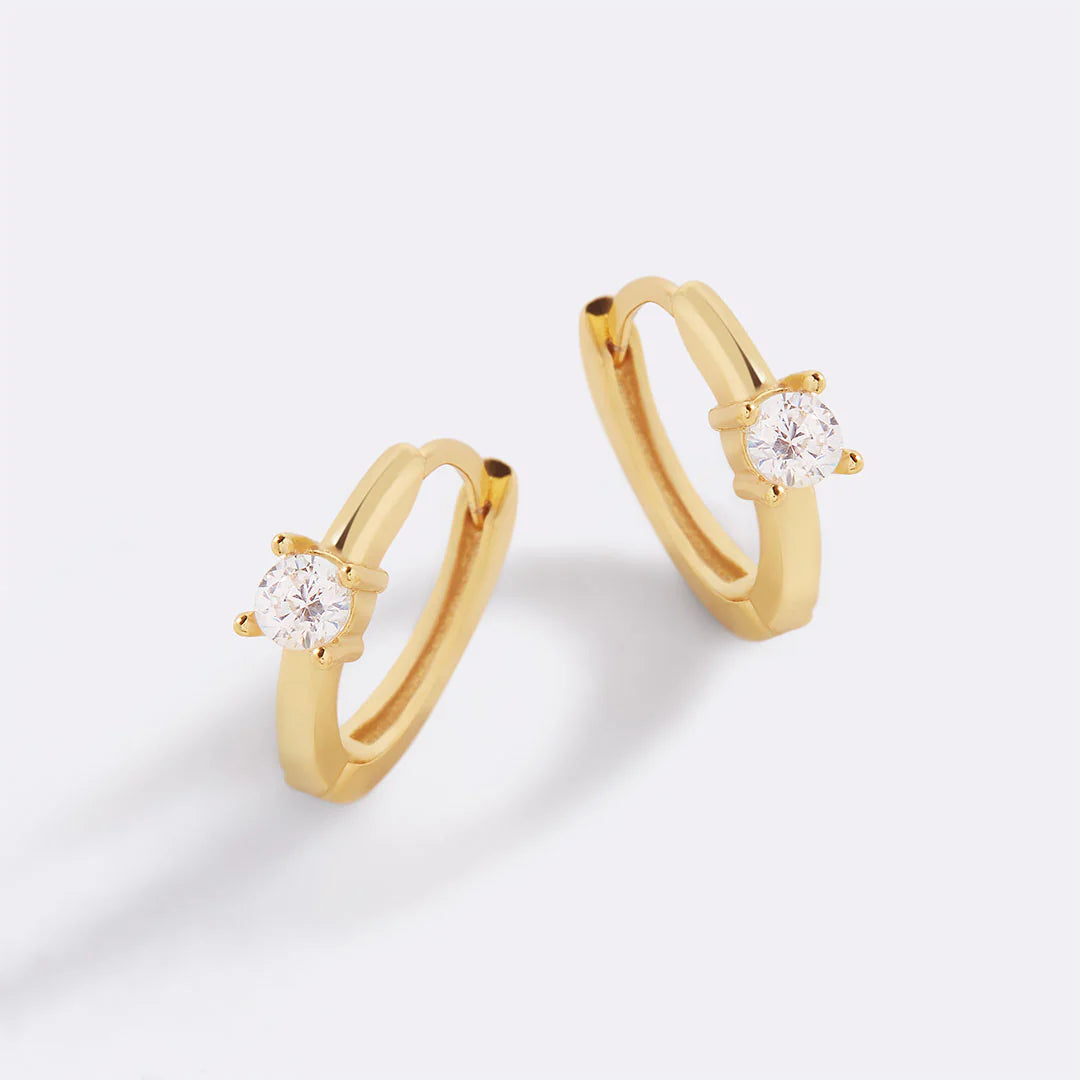 Single Stone Huggie Hoops
