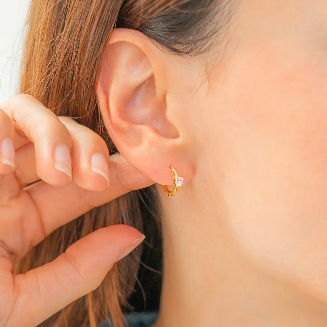 Single Stone Huggie Hoops