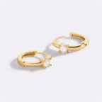 Single Stone Huggie Hoops