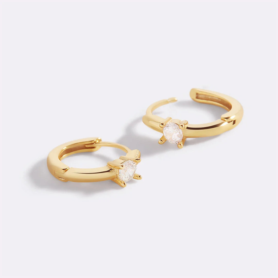 Single Stone Huggie Hoops