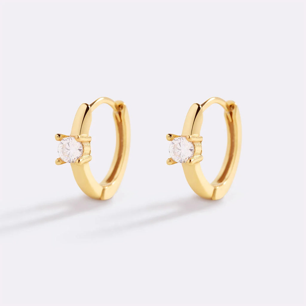 Single Stone Huggie Hoops