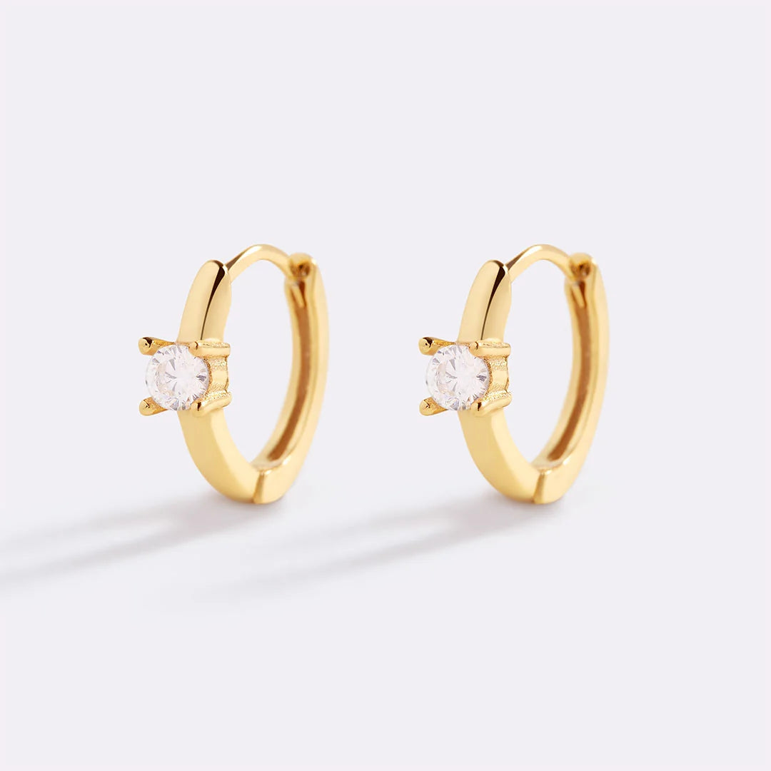 Single Stone Huggie Hoops